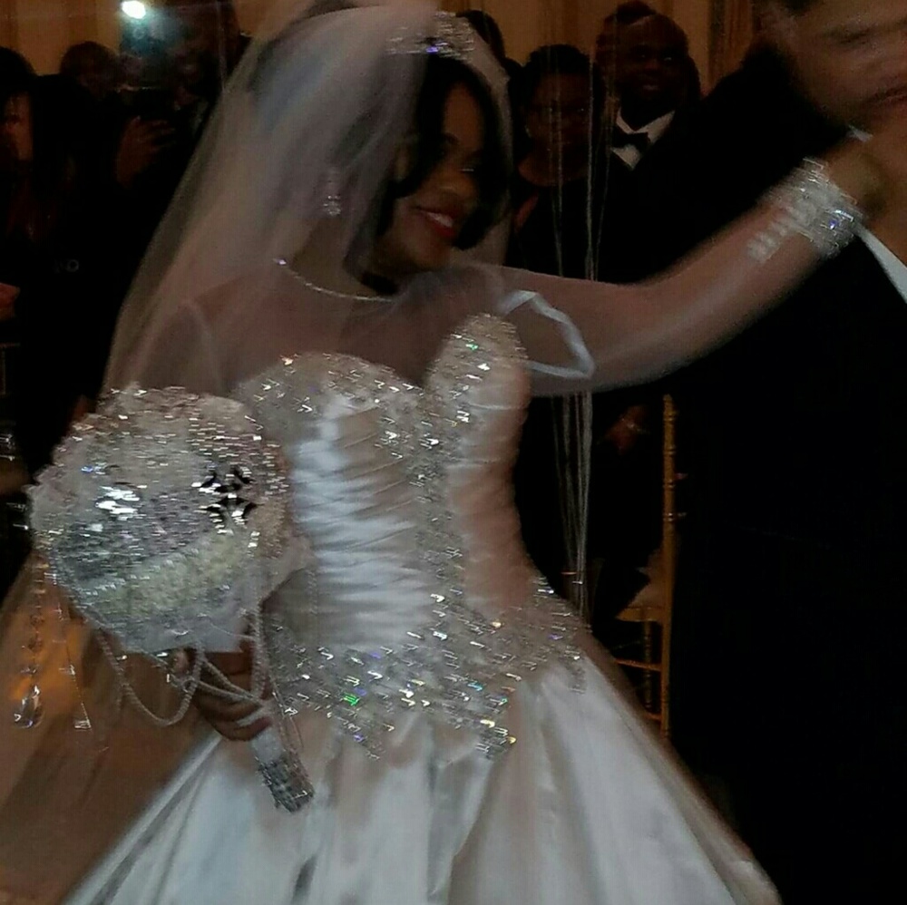 Allure wedding ballgown custom sleeves and vail